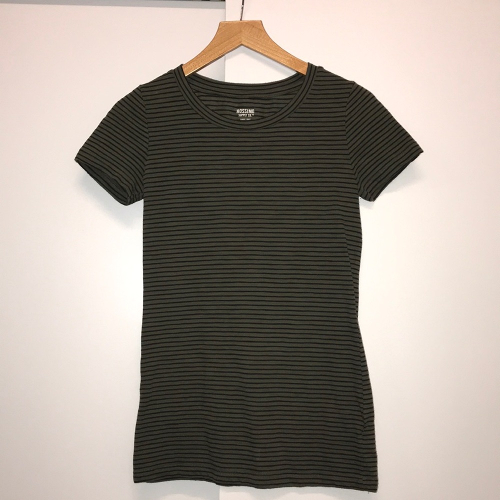 Green and black striped tee